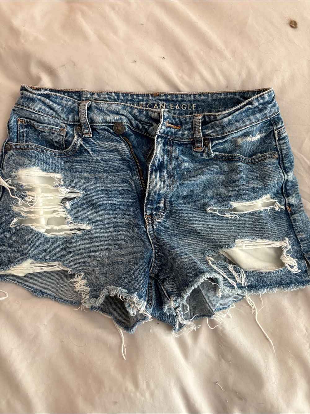 American Eagle Outfitters Ripped Light Blue Denim Shorts